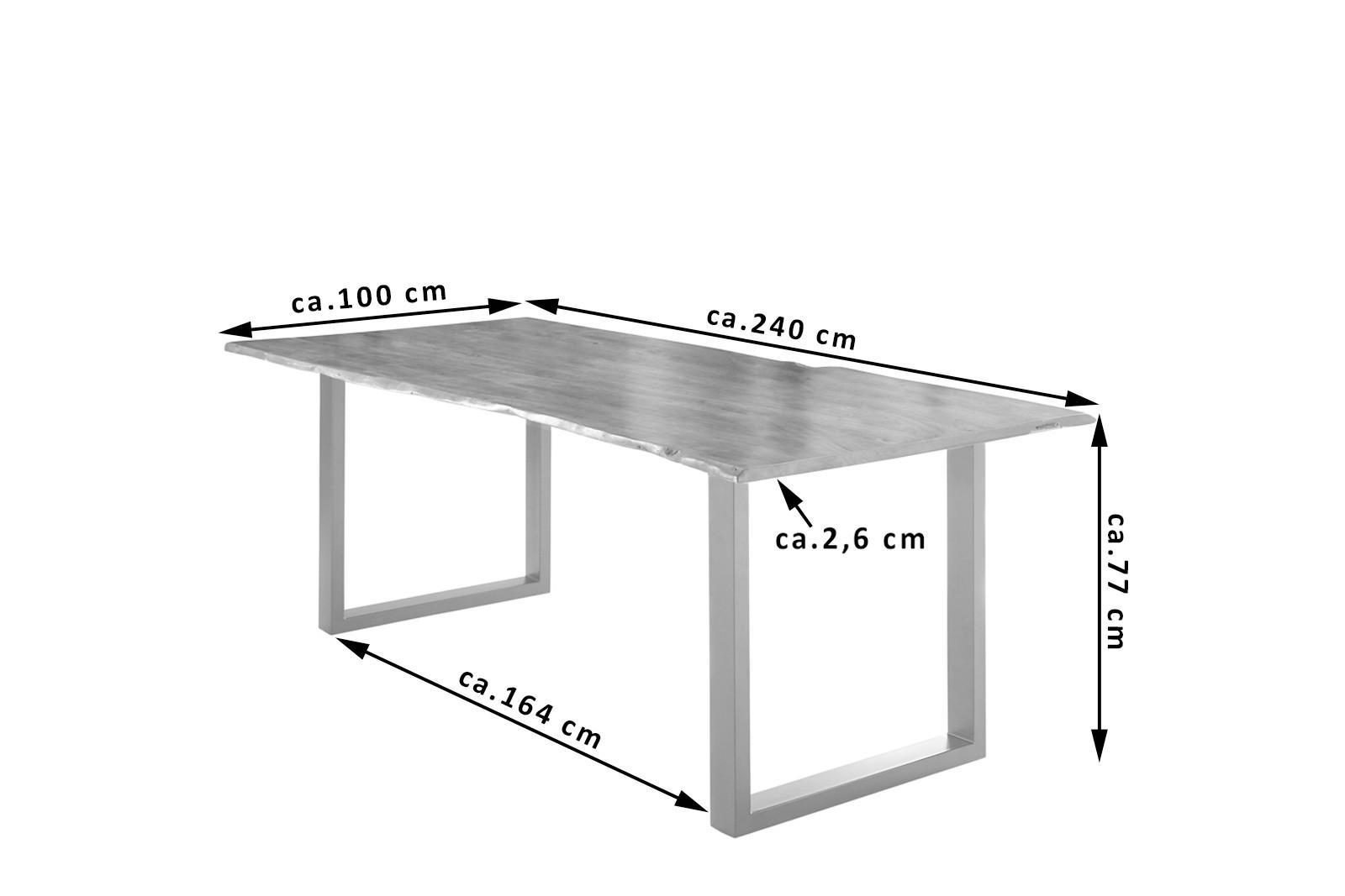 ESSTISCH LUBIN - Beige/Silberfarben, Holz/Metall (100/240/77cm) - SAM
