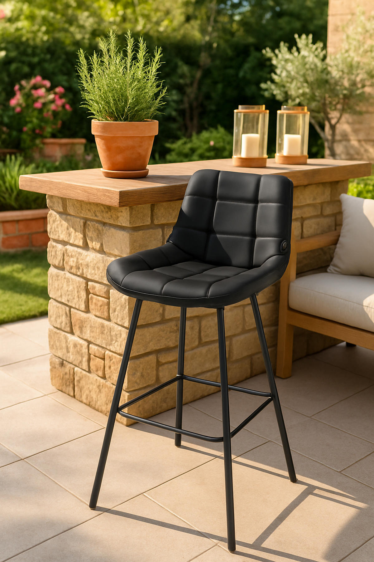 BARHOCKER Welton Schwenkbar Kunstleder schwarz - Schwarz, Kunststoff/Metall (49/105/56cm) - TPFLiving