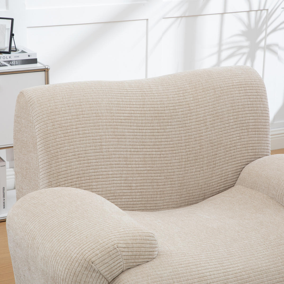 SESSEL DE-35123 mit Hocker Hellkhaki - Sandfarben, Textil (94/78.5/113cm) - ComfortXL