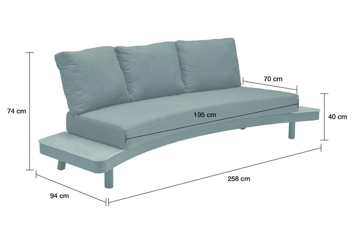 LOUNGESOFA Madison 258x94x74 cm, Natur, Teakholz - Anthrazit/Naturfarben, Holz/Metall (258/74/94cm) - dasmöbelwerk