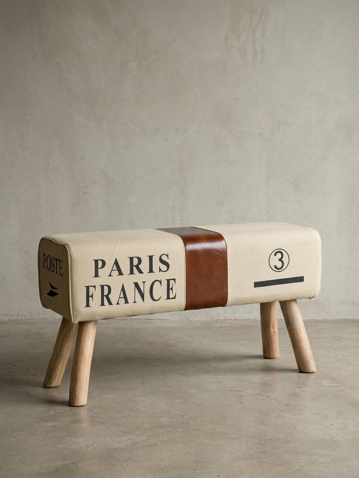 SITZBANK – Stoff/Leder, 91 cm, Braun/Beige, Holzbeine - Braun, Leder/Holz (91/51/30cm) - KADIMA DESIGN