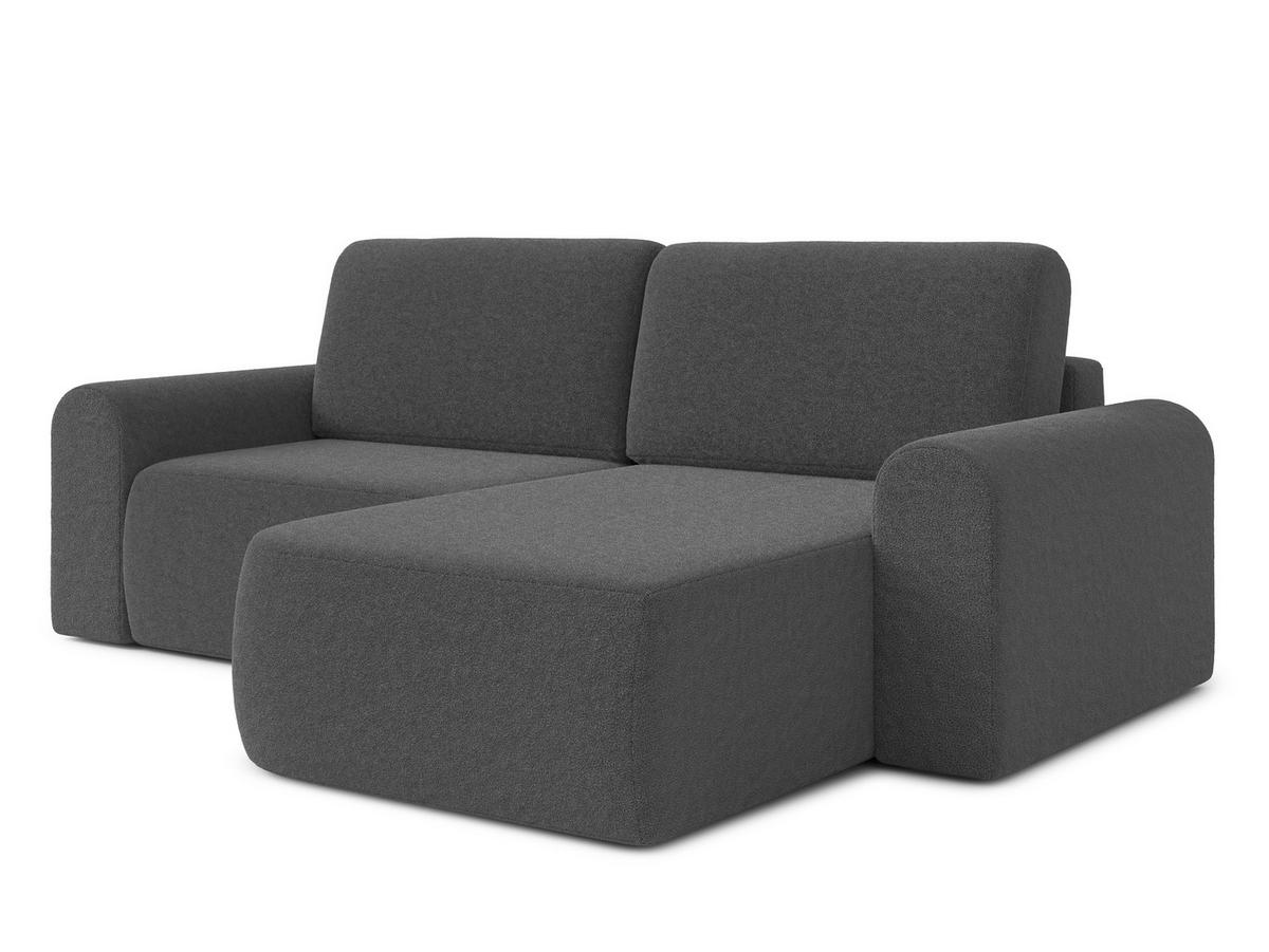 ECKSOFA L Form Otterton Dunkelgrau 250/180/95 cm Rechts mit Schlaffunktion - Schwarz/Grau, Kunststoff/Textil (250/180cm) - AX Living