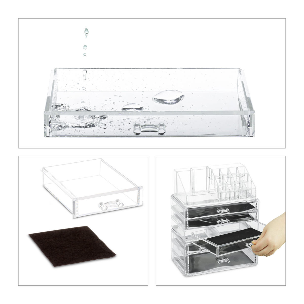 KOSMETIKORGANIZER - Transparent, Kunststoff (23.5/29/14cm) - Relaxdays