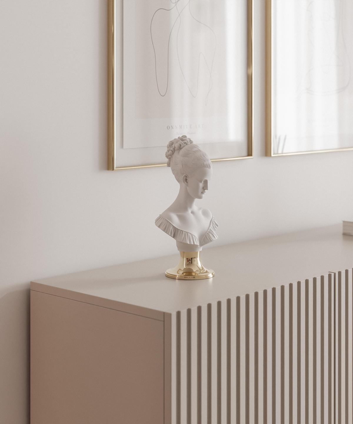 SIDEBOARD Linearis Kaschmirgrau 138 cm - Taupe/Goldfarben, Holzwerkstoff/Metall (138.1/78.2/35cm) - Selsey