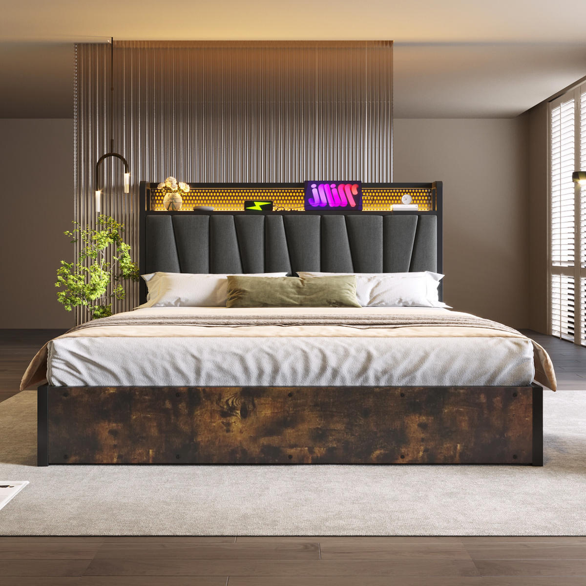 DOPPELBETT Braun 222/146 cm - Braun, Holz/Metall (140/200cm) - Urban Meuble