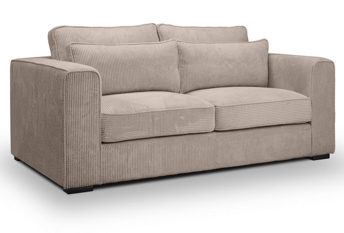 SOFA beige-braun Cord 2,5-Sitzer 200 cm, Couch mit Wellenfederung - Schwarz/Braun, Holzwerkstoff/Kunststoff (200/92/112cm) - Inn.Furn