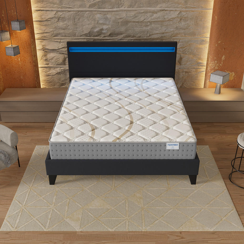 Thumbnail - November Sleep Polsterbett, Schwarz, Holz, Pappel, H3, 5-Zonen, Höhe ca. 25 cm, 120x190 cm, Oeko-Tex®, Schlafzimmer, Bet...