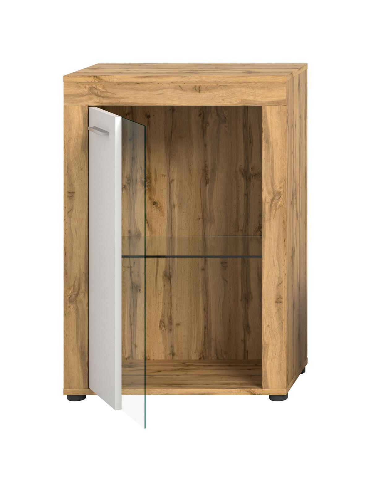 VITRINE JAM (B/H/T: ca. 60/86/35 cm) in Wotan Eiche Nachbildung/weiß - Eiche Wotan, Holzwerkstoff (60/86/35cm)