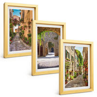 BILDER SET 3er Set - 20x30 cm Goldrahmen - Italienische Straßen, Blumen, Architektur - Goldfarben, Kunststoff (20/30cm) - TULUP