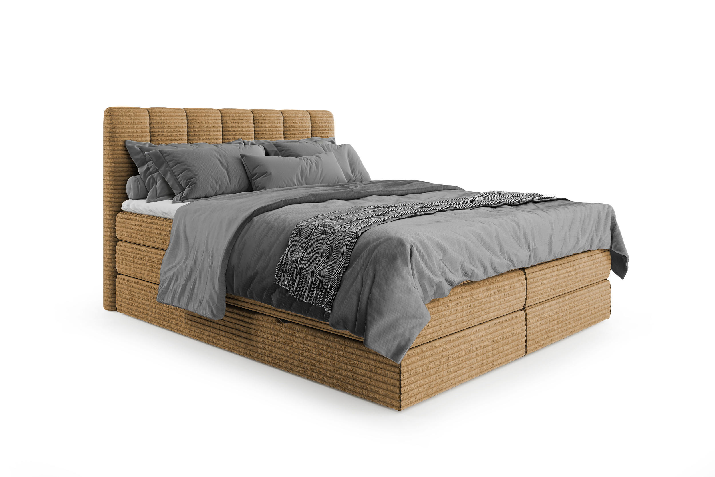 BOXSPRINGBETT Traum 180x200 – in Braun, mit Bettkasten und Gasdruckfedern - Braun, Textil (180/200cm)