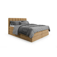 BOXSPRINGBETT Traum 180x200 – in Braun, mit Bettkasten und Gasdruckfedern - Braun, Textil (180/200cm)