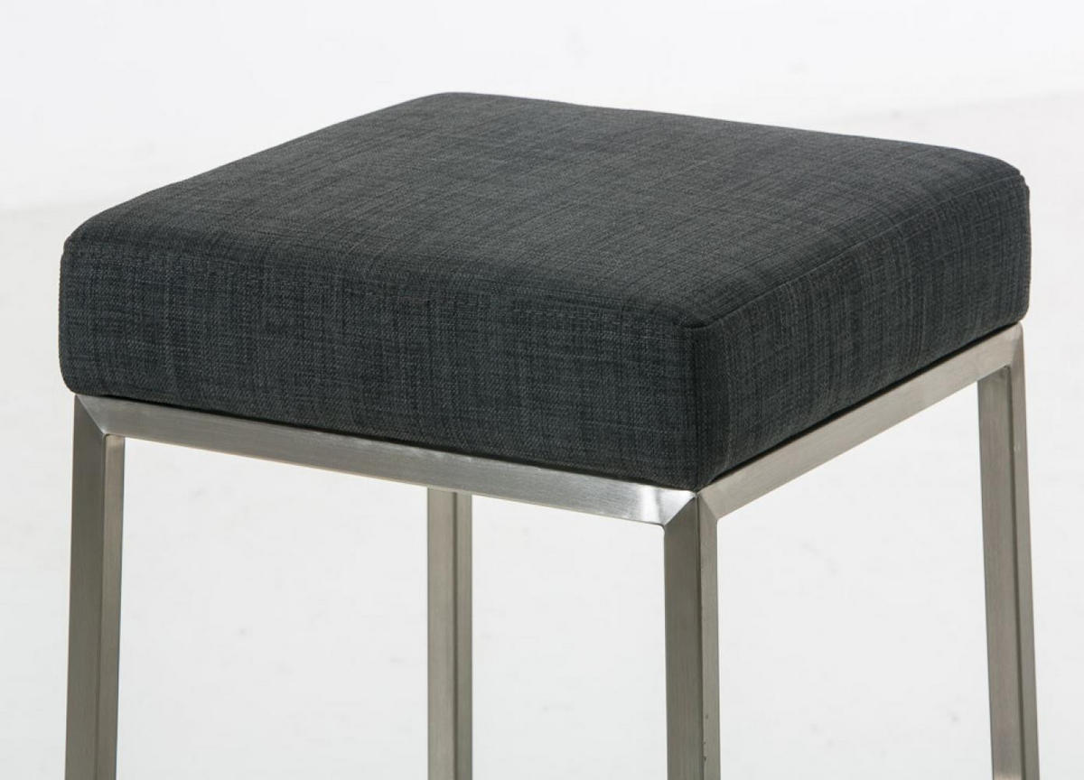 BARHOCKER 2er Set Stoff dunkelgrau - Edelstahlfarben/Dunkelgrau, Textil/Metall (37/85/37cm) - CLP