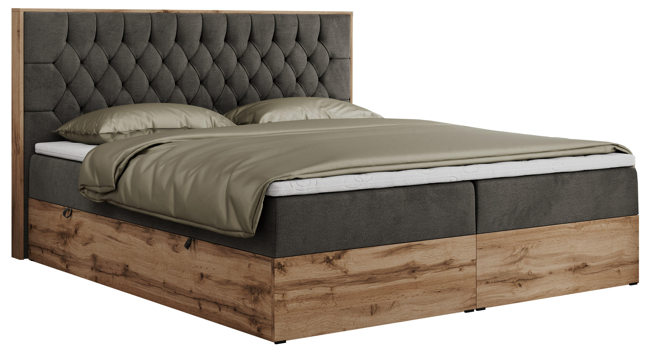 BOXBETT AMORE 140/200 Dunkelgrau Velvet - H4 - Dunkelgrau, Holz/Textil (140/200cm) - MKS