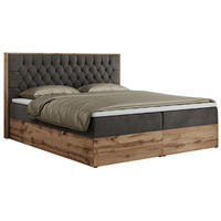 BOXBETT AMORE 140/200 Dunkelgrau Velvet - H3 - Dunkelgrau, Holz/Textil (140/200cm) - MKS