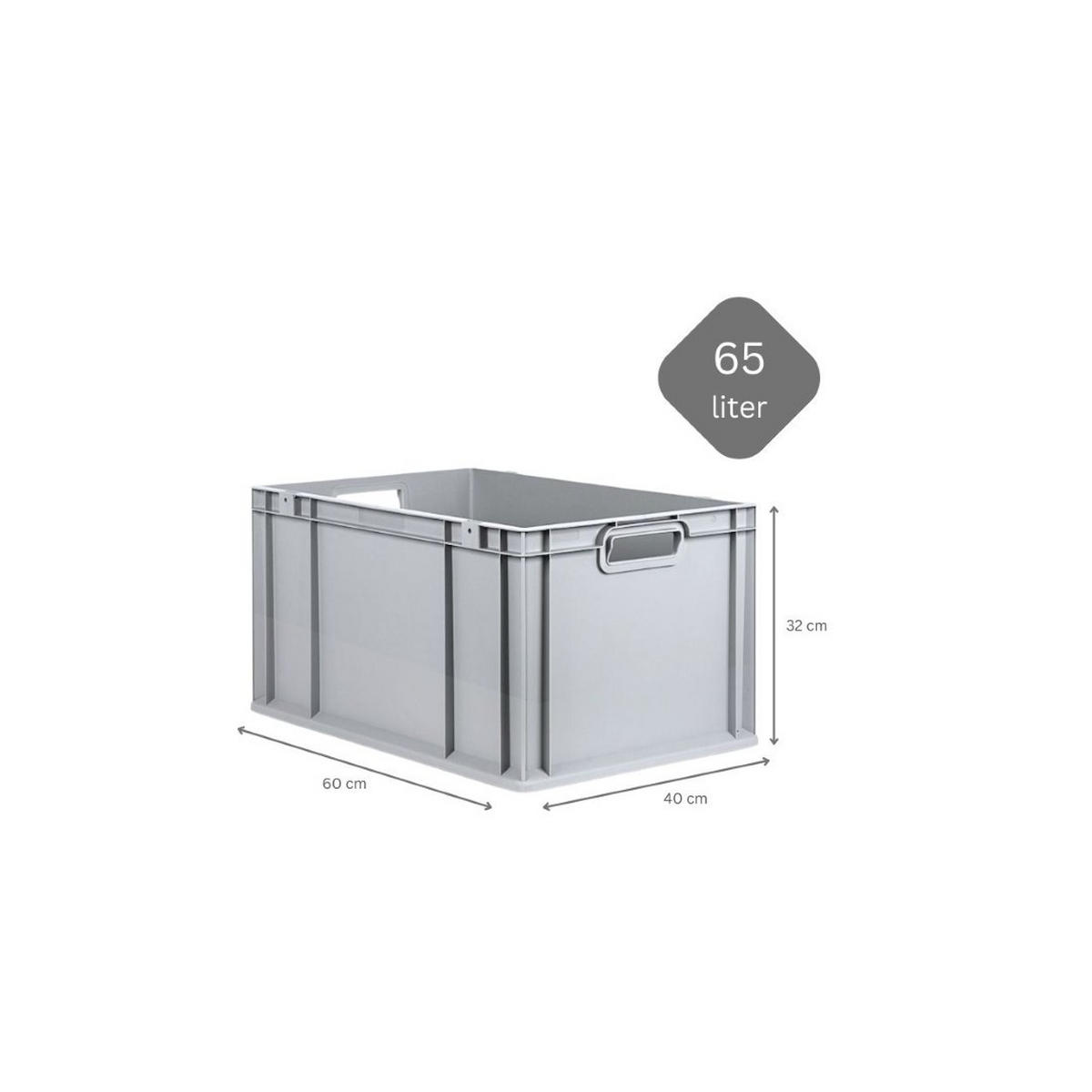 EUROBOX 5x Nextgen Economy Mit Scharnierdeckel Grau/BlauGriffe Offen 65 Liter - Blau, Kunststoff (40/32/60cm) - PROREGAL