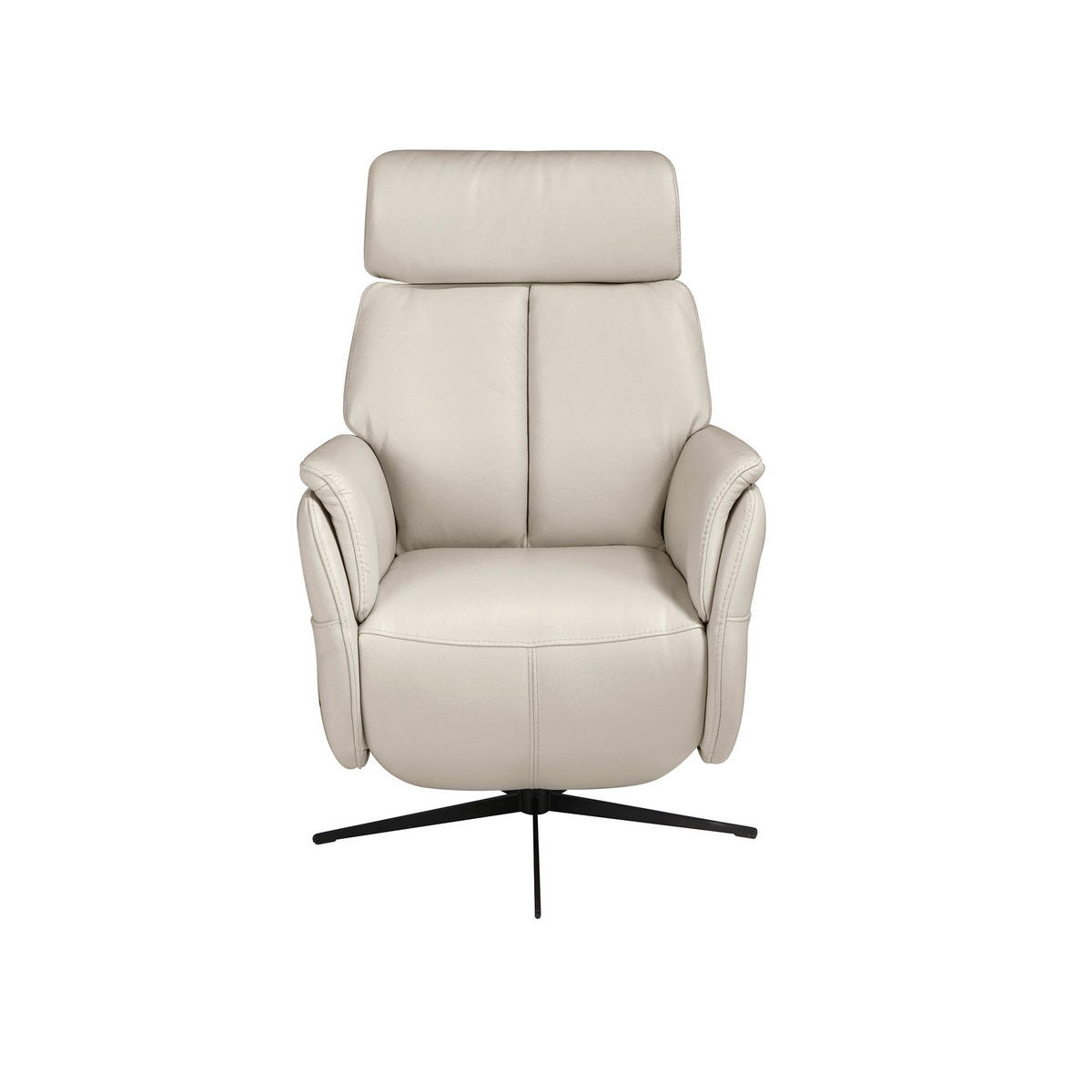 FERNSEHSESSEL Drehbarer Relaxsessel aus perlgrauem Leder 71/80/110 cm - Perlmutt/Hellgrau, Leder/Metall (71/110/80cm) - ANGEL CERDA