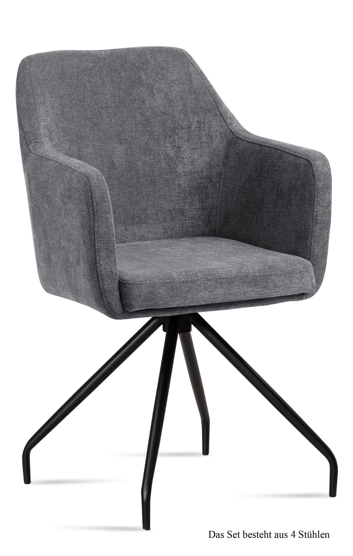 ARMLEHNSTUHL (4er-Set) Dijana 57x87x60 Schwarz/Grau - Schwarz/Grau, Kunststoff (60/87/57cm) - 58aufmkessel