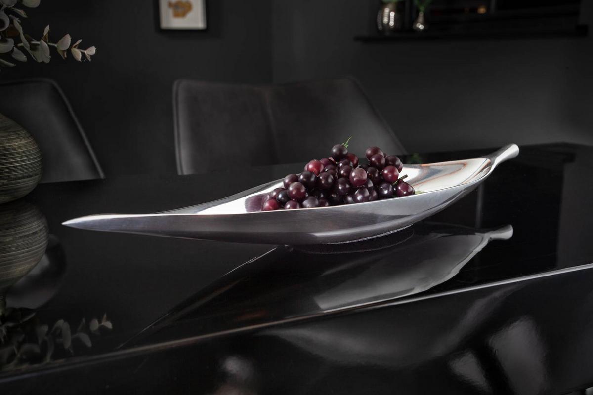 DEKOSCHALE SILVER LEAF Metall Silber 40 cm - Silberfarben, Metall (4cm) - riess-ambiente