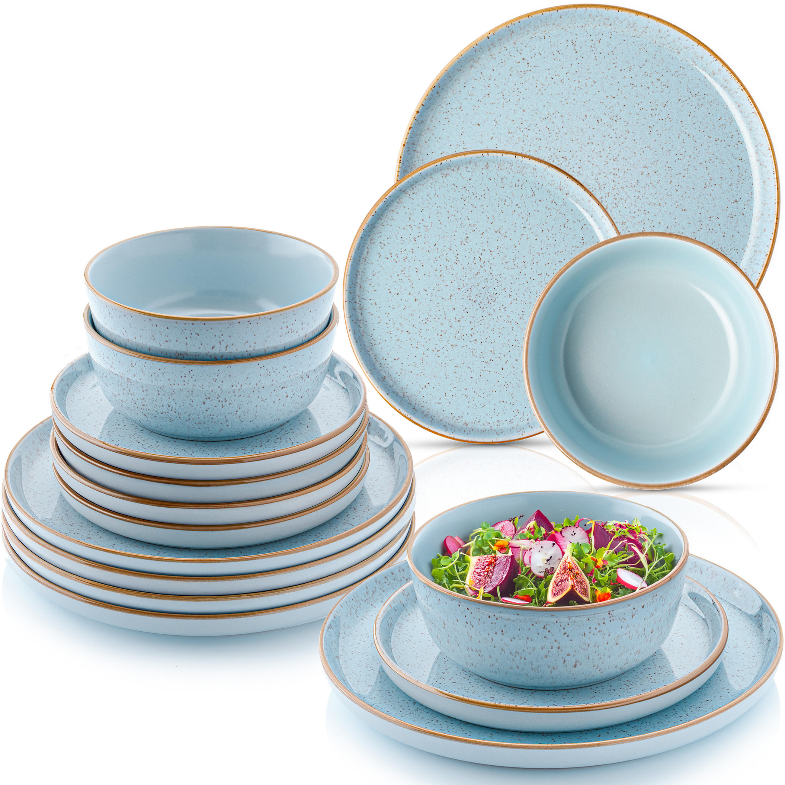 TAFELSERVICE RIO LAGUNE - 18 teilig aus Steingut - Blau, Stein (27/6.6/27cm) - Sänger