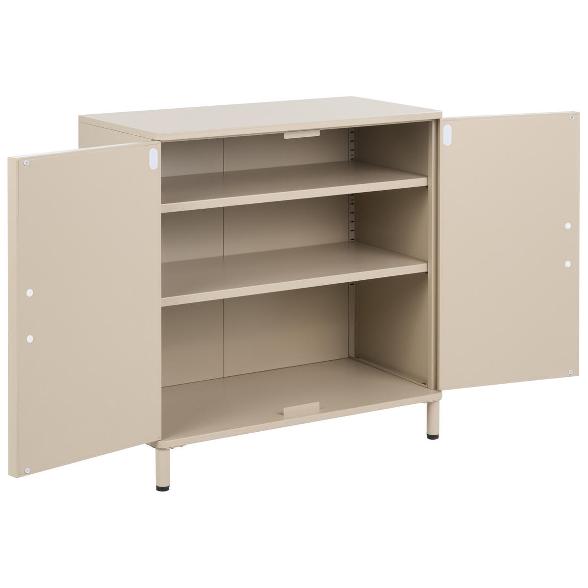 SIDEBOARD mit 2 Türen Metall Beige Ombura - Beige, Metall (80/80/40cm) - Beliani
