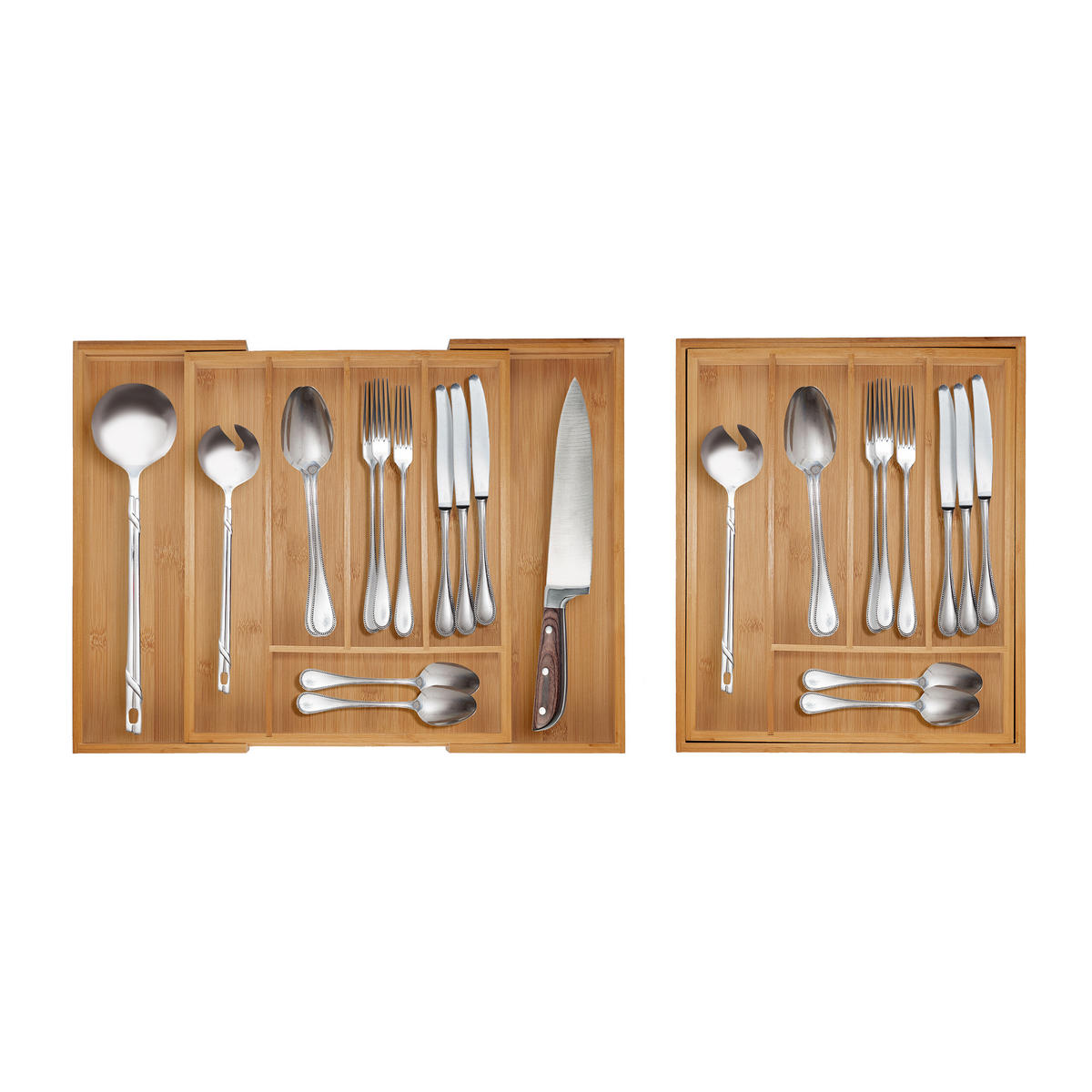 BESTECKKASTEN - Hellbraun, Holz/Kunststoff (44.5/5/33.5cm) - Relaxdays