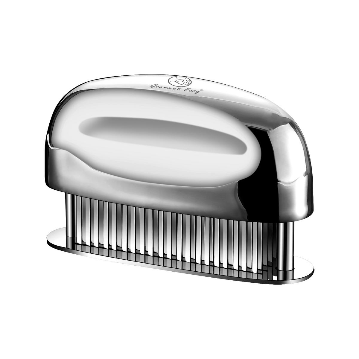 FLEISCHZARTMACHER Pro,Fleischzartmacher Meat Tenderizer Pro, Edelstahl, mit scharfen Nadelklingen - Edelstahlfarben, Metall (4.5cm) - Gourmet Easy