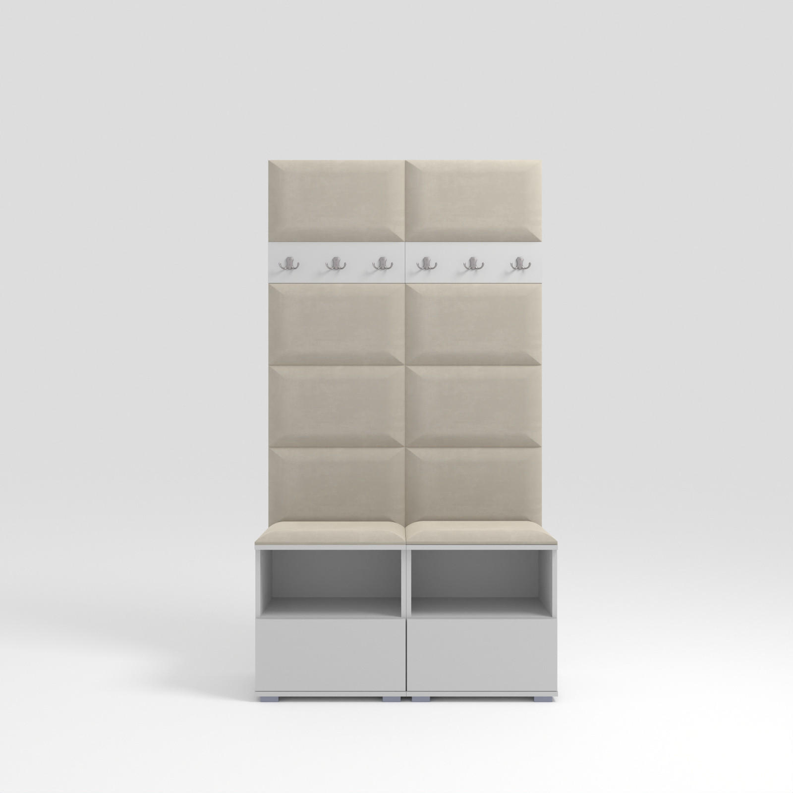 GARDEROBEN-SET Nela III mit gepolsterten Paneelen 100/187/40 - Silberfarben/Creme, Holzwerkstoff/Kunststoff (100/187/40cm)