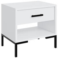 NACHTTISCH Selena mit Schublade und offenem Fach, Metallfüße, Selbstschließer, Weiß, 52 cm - Schwarz/Weiß, Holzwerkstoff/Metall (52/55/40cm) - Beautysofa