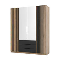 DREHTÜRENSCHRANK CAGLIARI 200/239/61,9cm 4-türig mit Spiegel Goldfarben - Goldfarben, Holzwerkstoff (200/239/61.9cm) - MASSENO