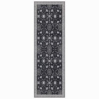 LÄUFER waschbar, mit floralen Ornamenten, VERNANTE in Schwarz-Creme-Grau, 80 x 150 cm - Schwarz, Textil (80/150cm) - KADIMA DESIGN