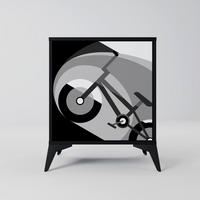 SIDEBOARD BIKE ENERGY, Schwarz, 57,5x42x70,5 cm, Schwarze Metall-Sternfüße - Multicolor/Schwarz, Holzwerkstoff/Metall (57.5/70.5/42cm) - SpaceRebels