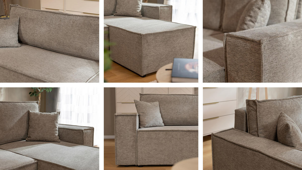 ECKSOFA Karl - Hellbraun/Schwarz, Holz/Kunststoff (244/145cm) - MIRJAN24