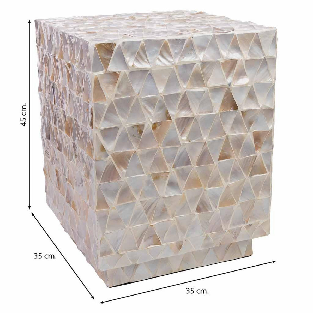 HOCKER aus Holz, beige, 35x45cm - Weiß, Holz (35/45/35cm) - Wanderlust