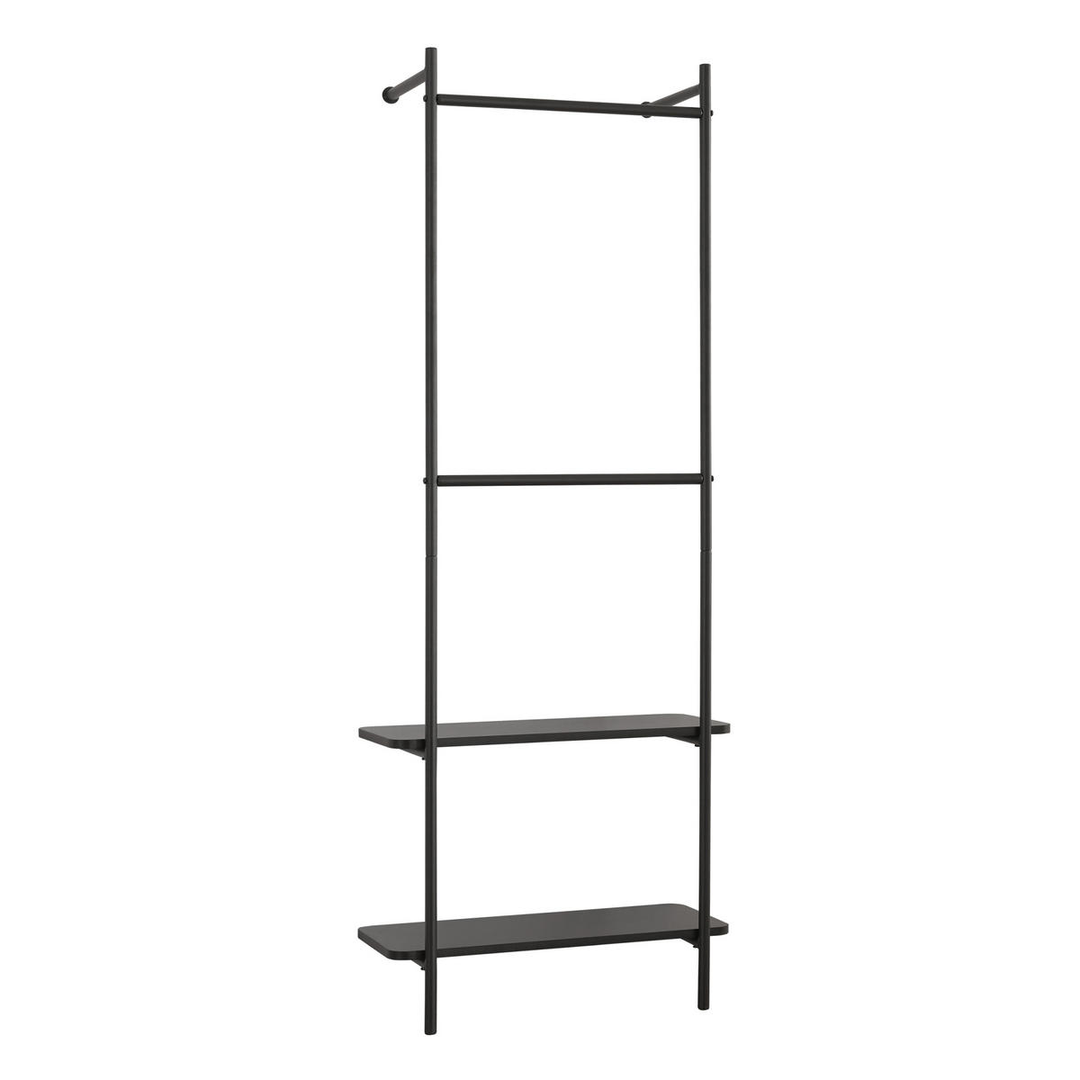 WANDGARDEROBE Bremanger - Schwarz, Holzwerkstoff/Metall (60/162/26cm) - [en.casa]