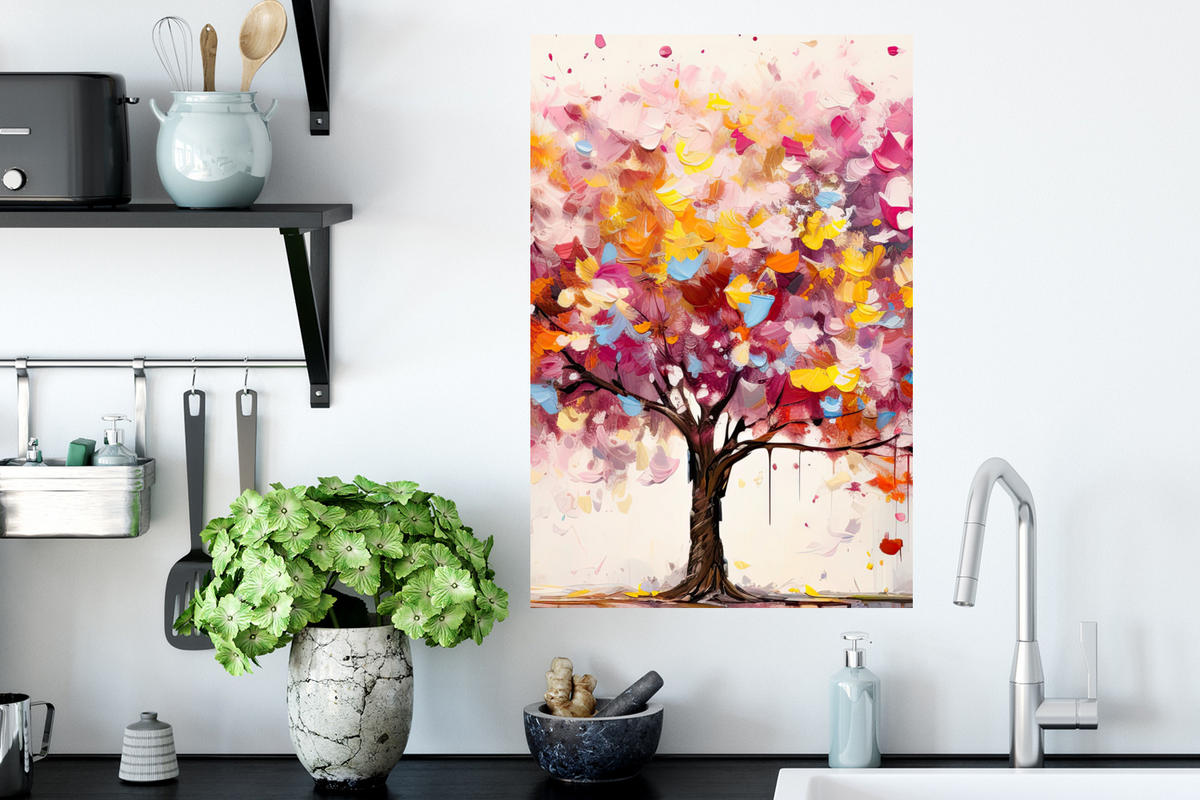 WANDTATTOO Aquarell - Baum - Kunst - Abstrakt 40x60 cm - Multicolor, Kunststoff (40/60/0.1cm) - MuchoWow