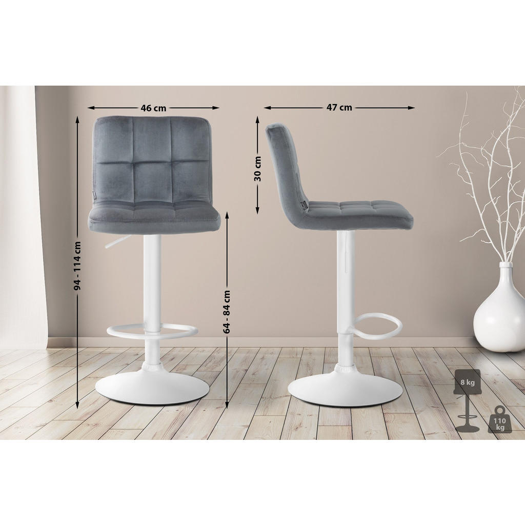 Thumbnail - CLP Barhocker, Dunkelgrau, Textil, 46x94x47 cm, Esszimmer, Barmöbel, Barhocker