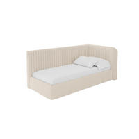 EINZELLBETT Jugendbett mit Bettkasten und Matratze H3/H4, Links - AURY 100x200 Beige - Creme, Holzwerkstoff/Textil (100/200cm) - ALTDECOR