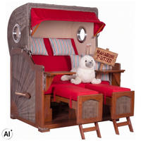 STRANDKORB 2-Sitzer Düne Mahagoni 858 - Rot/Braun, Holz (125/170/80cm) - Mr. Deko