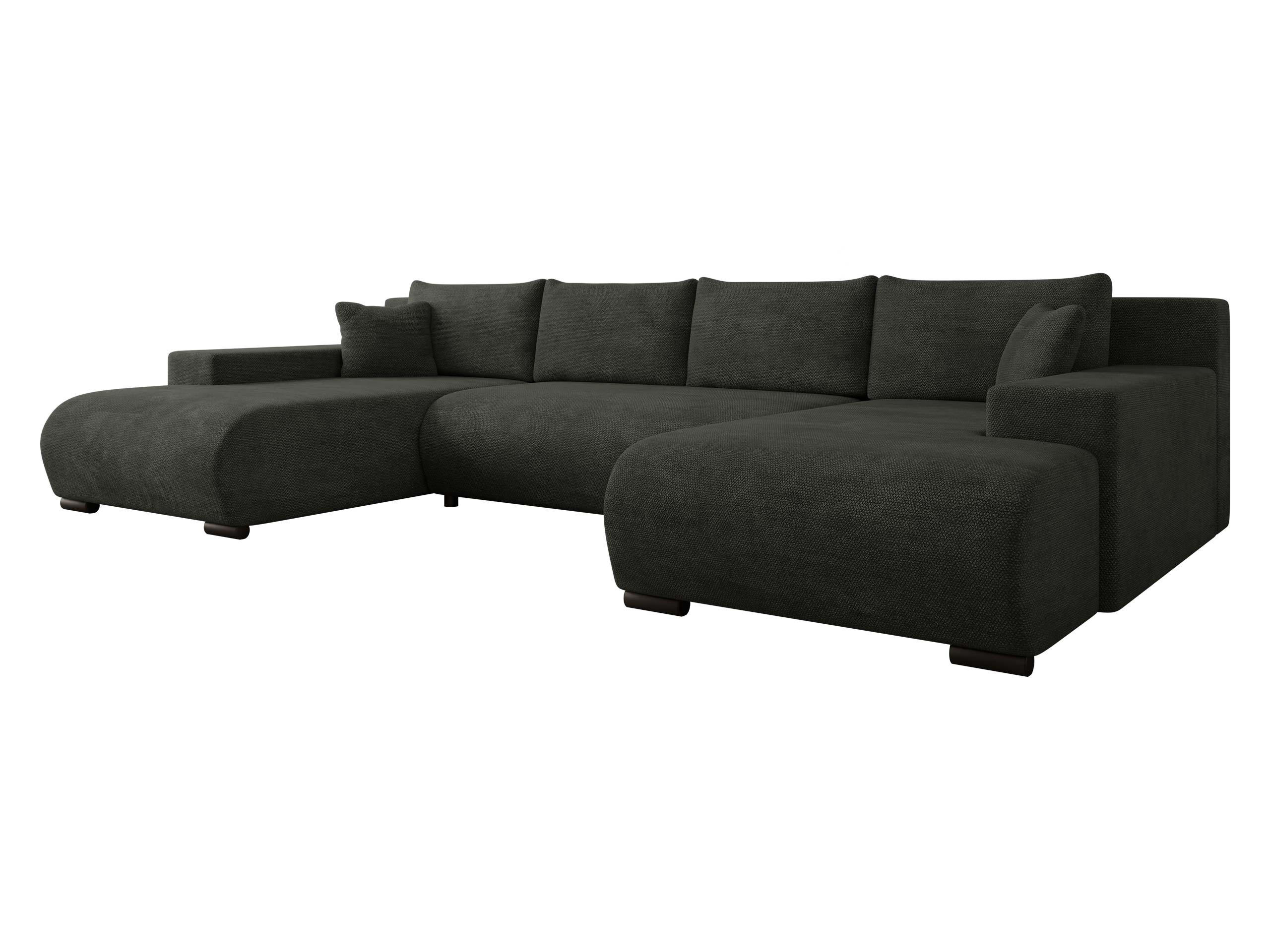 WOHNLANDSCHAFT Nojan U - Anthrazit/Schwarz, Holz/Kunststoff (351/80/191cm) - MIRJAN24