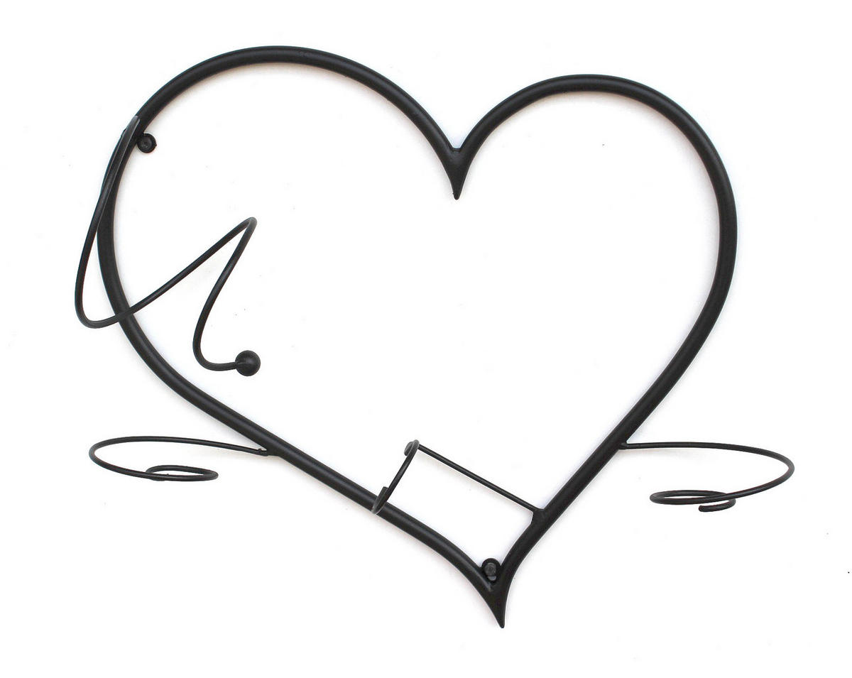 WANDBILD Weinregal Herz Flaschenständer aus Metall 38 cm Flaschenhalter - Schwarz, Metall (38/38/12cm) - DanDiBo
