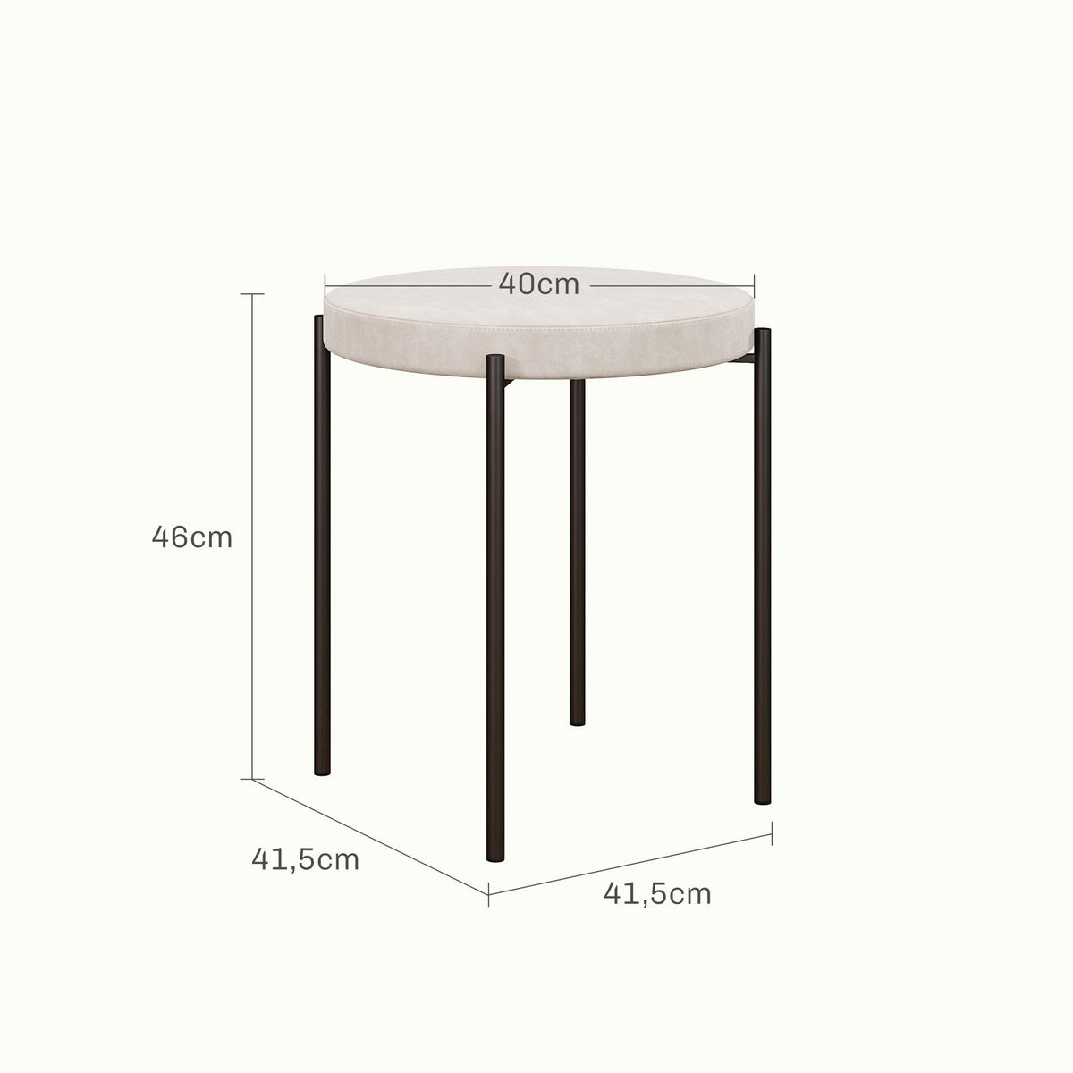 ESSZIMMERHOCKER, Cremeweiß, Polyester, Metall - Weiß, Kunststoff (41.5/46/41.5cm) - HOMCOM