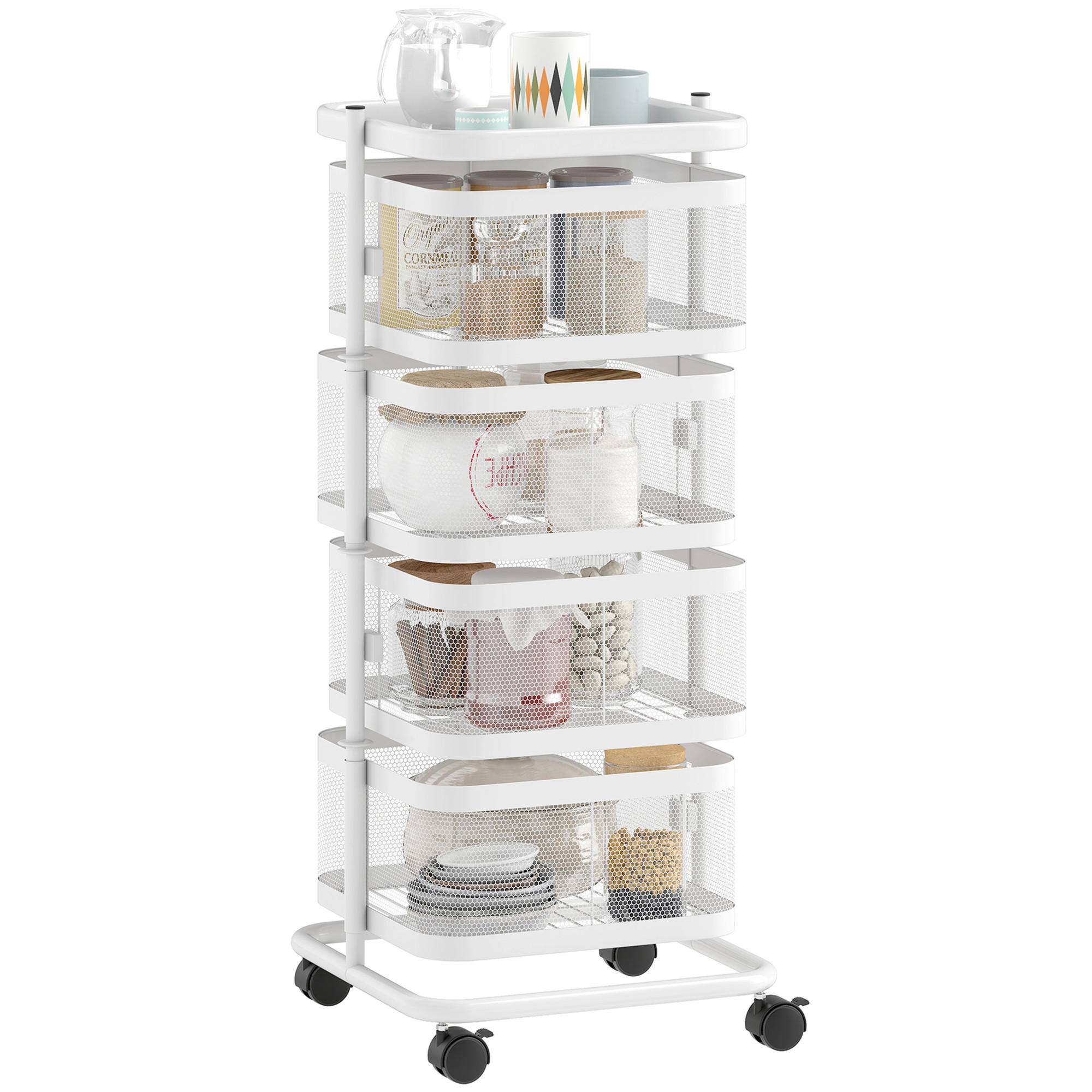 SERVIERWAGEN DE-12494 33/33/77 cm Weiß - Weiß, Metall (33/77/33cm) - ComfortXL