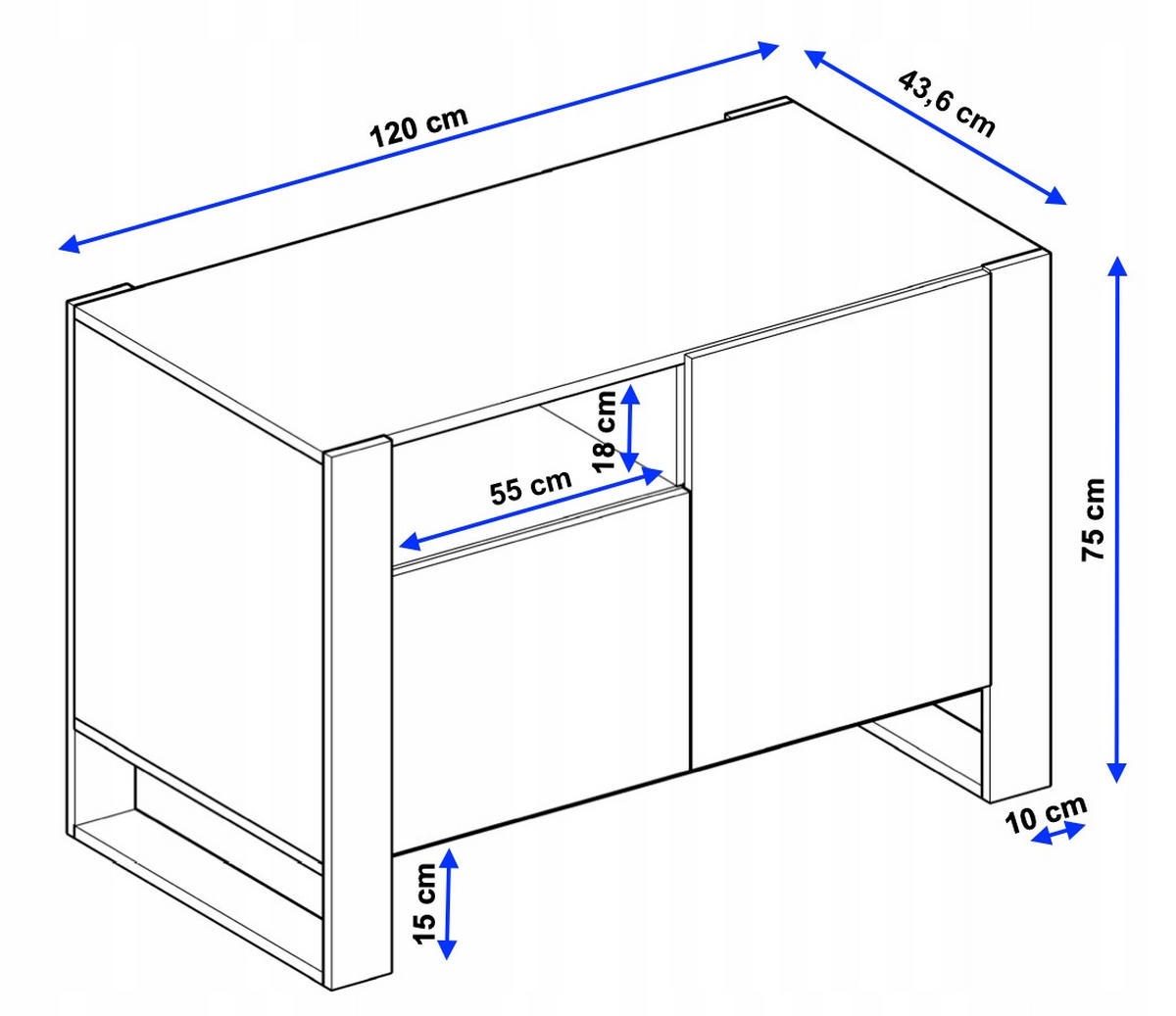 KOMMODE Karo 120/75/43.6 - Schwarz, Holzwerkstoff (120/75/43.6cm) - RAUMHIRSCH FURNITURE