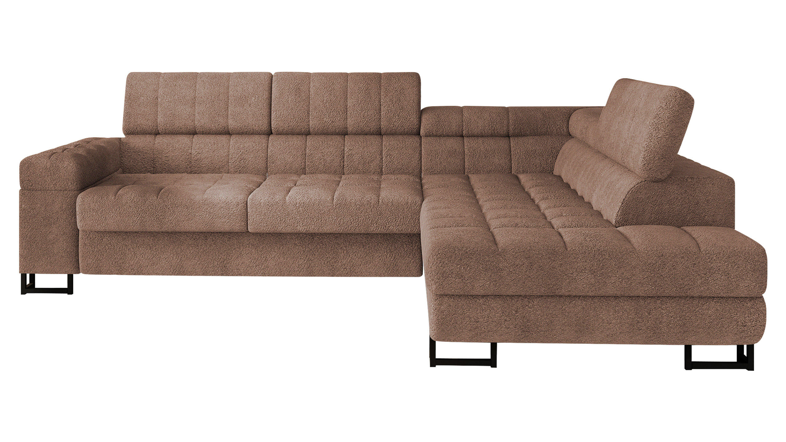 ECKSOFA Laris, Seite: Rechts - Hellbraun/Schwarz, Holz/Textil (271/203cm) - MIRJAN24