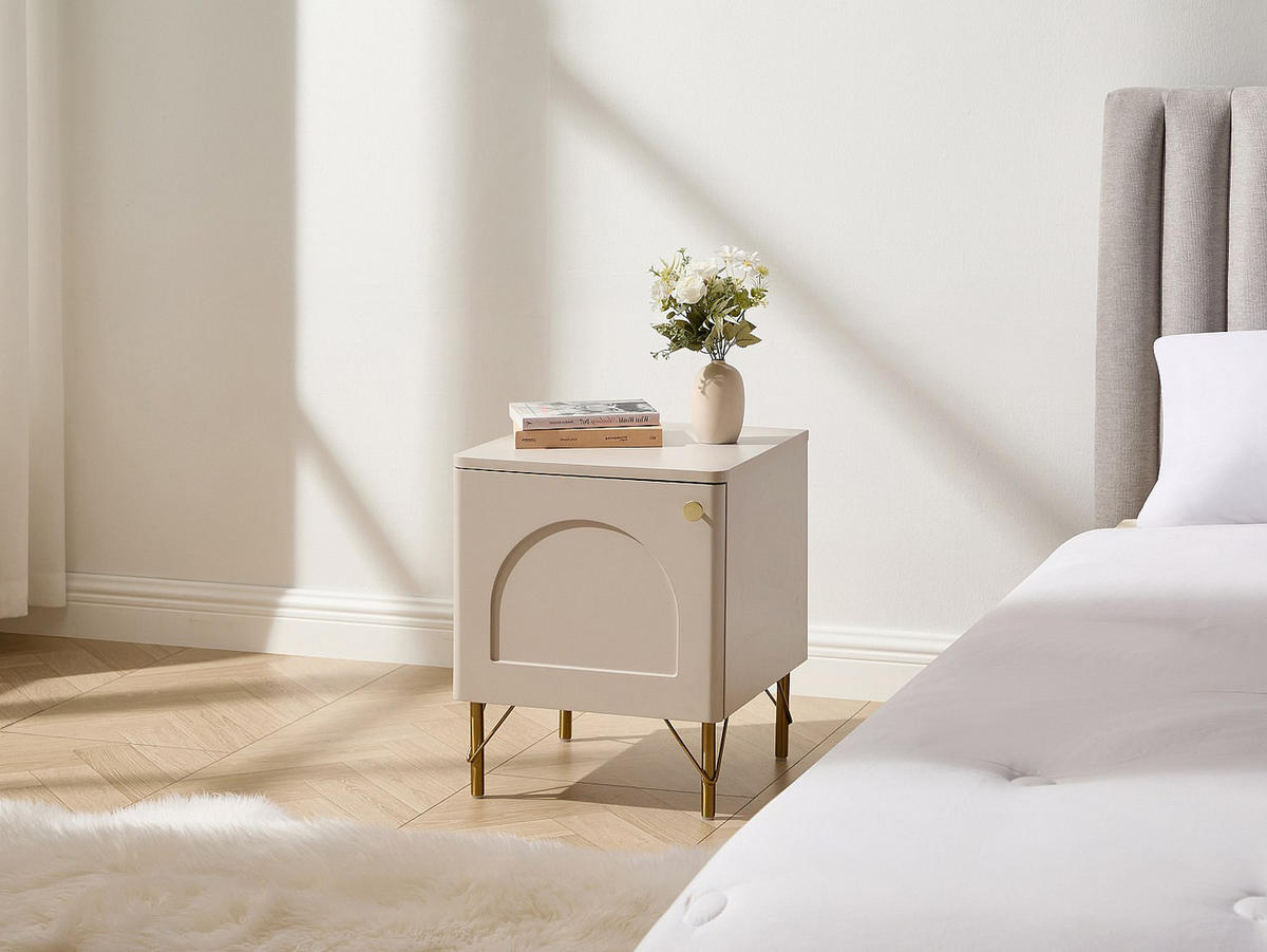 NACHTTISCH - 40 cm x 40 cm - holz - beige, goldfarben Alobara - Beige/Goldfarben, Holz (40/50/40cm) - Vente-Unique