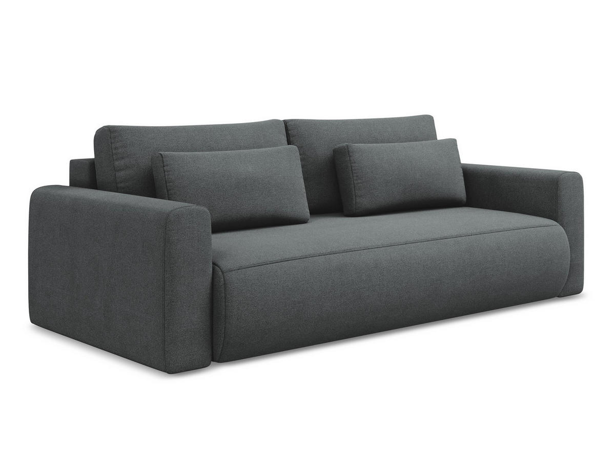 3-SITZER SOFA mit Schlaffunktion Strukturstoff Stoff Grau - Schwarz/Grau, Kunststoff/Textil (238/82/105cm) - Makamii