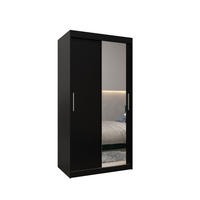 SCHWEBETÜRENSCHRANK 200/100/62 2-türig - Silberfarben/Schwarz, Holz/Kunststoff (100/200/62cm) - MÖBEL KRYSPOL