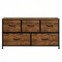 KOMMODE in Vintage-Braun 100x30x54 cm mit 5 Stoffschubladen - Braun, Textil (30/54/100cm) - IVMEU