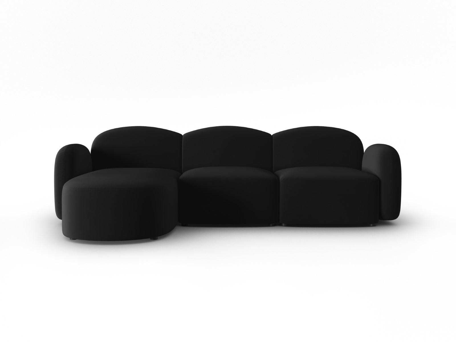 ECKSOFA links Blair aus Samt schwarz 4 Sitzplätze - Schwarz, Textil (155/272cm) - Micadoni