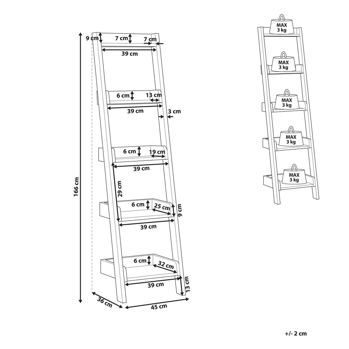 BÜCHERREGAL 5 Fächer Mobile Duo - Weiß, Holzwerkstoff (45/166/36cm) - Beliani